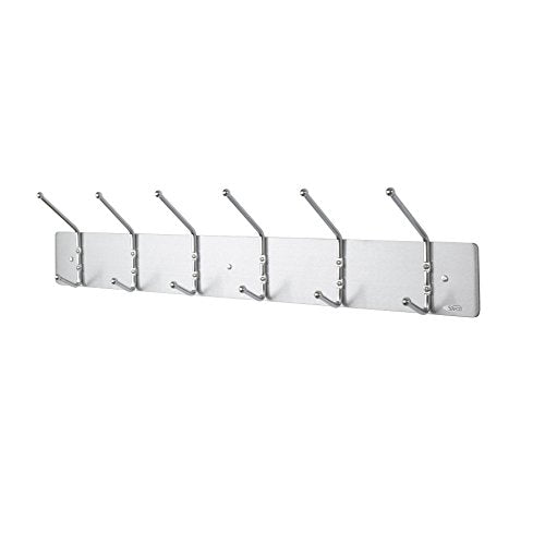 Safco Products 4162 Wall Rack Coat Hook, 6 Hook, Silver