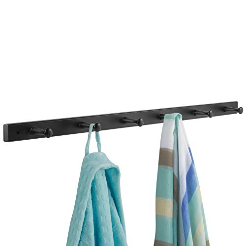 iDesign Wooden Wall Mount 6-Peg Coat Rack for Hanging Jackets, Leashes, Purses, Hats, Scarves, Bags in Mudroom, Kitchen, Office, 3.2