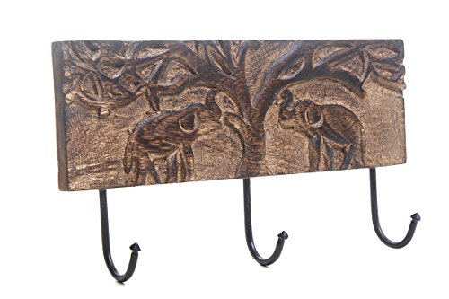 storeindya Wooden Owl Wall Hooks Key Holders Coat Hangers Diwali Decoration Christmas Gifts (Design 9)