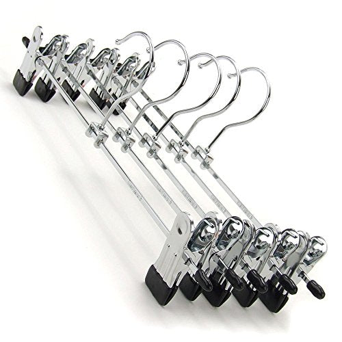 Kanggest Stainless Steel Clothes Hangers with Adjustable Clips Non-Slip Hanger for Skirts, Jeans, Slacks, Pants, 11.2