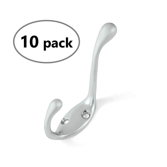 Ambipolar Heavy Duty Decorative Dual Coat Hook/Hat Hook - Wall Mounted (Two Types of Screws Included), Double Coat Hanger, 3-1/2