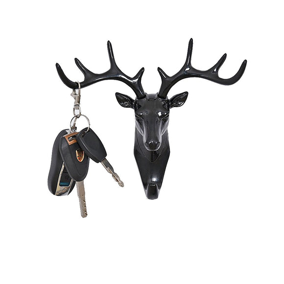 Peyan Deer Head Single Wall Hook / Hanger Animal Shaped Coat Hat Hook Heavy Duty Rustic, Decorative Gift Black