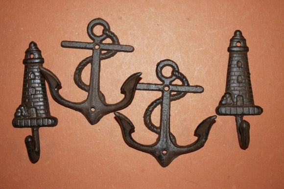 4 pieces) Vintage look anchor towel hooks, free shipping, anchor, lighthouse, maritime, sailor, coat hook, towel hook, N-43, 56~