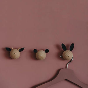 Woodland nursery decor animal wall hooks set of three, Coat hooks for kids, children Wall pegs, nursery wall hooks, animal wall decor W by loopdesignstudio