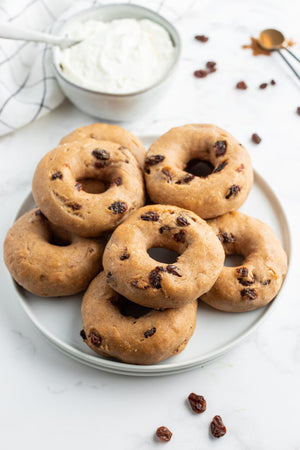 2 Ingredient Cinnamon Raisin Bagels are easy-to-make, baked bagels made with two ingredient dough