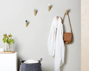 Wall Hooks set of five, Modern entryway wall hooks, coat hooks, wall hanger, decorative hook, kids coat hooks, wall hook,  WH-07 E by loopdesignstudio