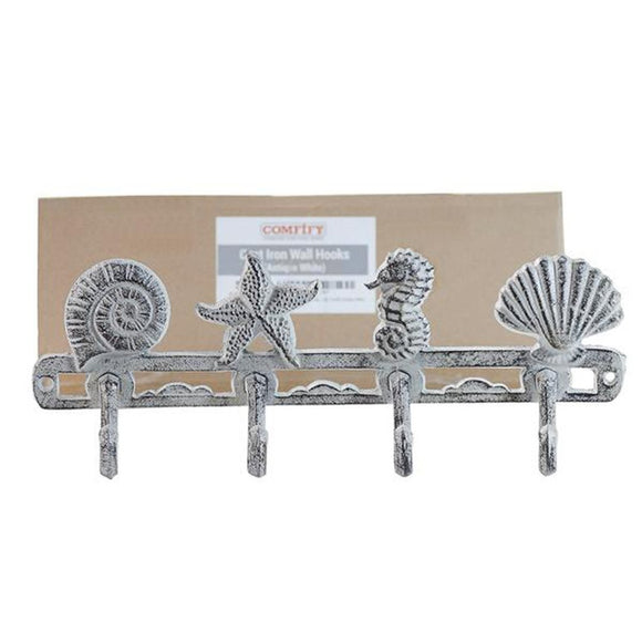 Cast Iron Wall Hanger – Sea Horse Stars and Shells with 4 Hooks