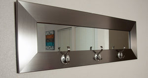 American Made BM001HK Last Look Modern Silver Framed Wall Mirror with Coat Hooks&#44; 5 x 26.5 in.