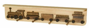 RAILROAD TRAIN COAT HOOK RACK Handmade Wooden Wall Peg with Storage Display Shelf