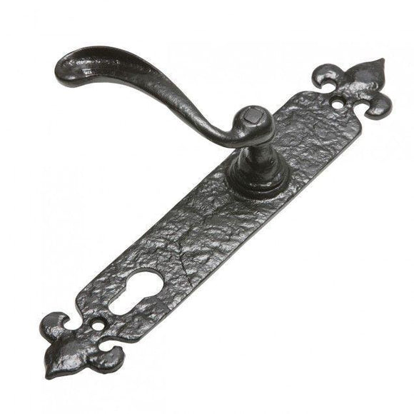 Curved Lever Iron Patio Handle On Budded Backplate · Kirkpatrick 2462 ·