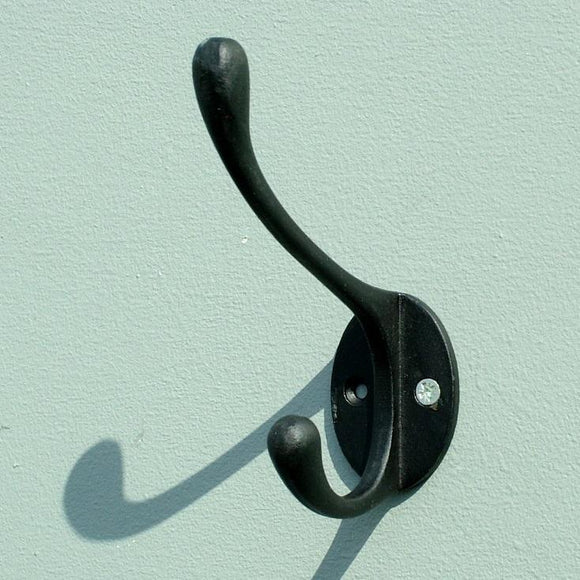 Victorian Style Cast  Iron Hat and Coat Hook - Black finish