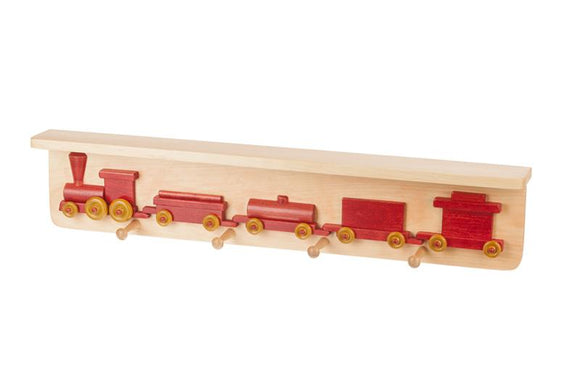 Train Coat Hook & Shelf Choo Choo Railroad Playroom Decor, RED