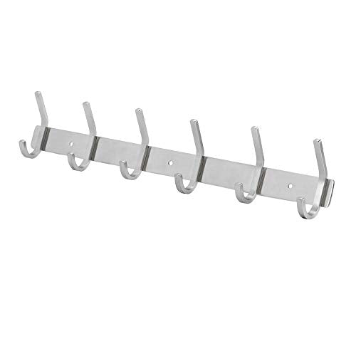 Bosszi sus 304 Coat Rack with 6 Hooks, Wall Hangers for Clothes and Great Wall Hanger for Bedroom, Bathroom, Foyer, Hallway, Brushed Finish