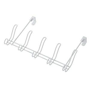 Loghot Over Door Hook Organizer Rack-Scarf,Belt,Hat,Coat Hanger-5 Hook Organizer Rack Use for Kitchen,Bathroom,Bedroom,Office (White)