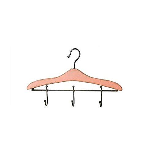 Clothes Hanger Shaped Wood Wall Coat Hook with 3 Hooks - 18-in (Pink)