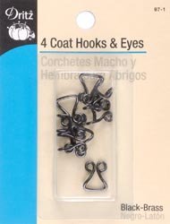Bulk Buy: Dritz Coat Hook & Eyes 3/8" 4/Pkg Black 97-1 (3-Pack)