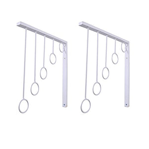 Olpchee Iron Wall Mounted 5 Ring Clothing Rack Creative Garment Racks Coat Hooks Display Organizers (2Pcs, White)