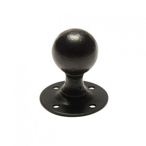 Round Smooth Black Iron Door Knob On Circular Base · Kirkpatrick 4085 ·