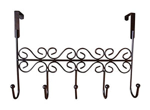 Dingang Over the Door 5 Brown Hanger Rack - Decorative Metal Hanger Holder for Home Office Use