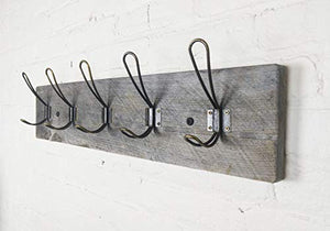 Vintage Rustic Coat Rack –Authentic Barn Wood Hanger Rack for Towels, Clothes, Hats, Bags–Antique Door & Wall Mounted 5-Hook Rail for The Entryway, Bathroom, Bedroom, Kitchen, Mudroom