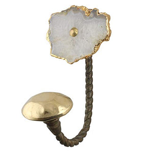 Indianshelf Handmade 1 Artistic Vintage Golden Stone Agate Wall Hooks Hangers/Wall Hooks for Hats