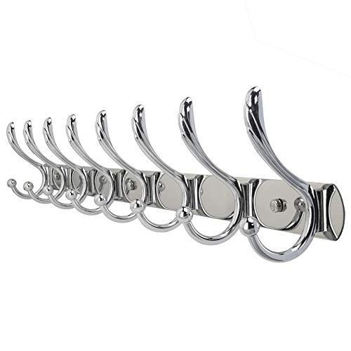 WEBI Coat Rack Wall Mounted,30 Inch 8 Hooks for Hanging Coats,Coat Hanger Wall Mount Hook Rack Hook Rail Hat Rack for Wall,Jacket,Clothes,Chromed