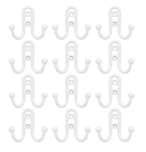 Set of 12 Allison Double Robe Hook White With Ball End 3" W x 2.5" H x 1.25" D