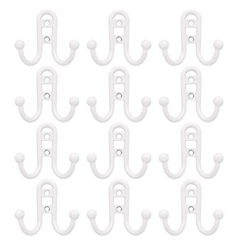 Set of 12 Allison Double Robe Hook White With Ball End 3