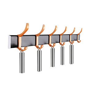 ZHEN GUO Coat Rack Wall Mounted Coat Hat Aluminum Hooks 3M Tape Adhesive Hanger for Clothes (Color : Brass, Size : 45cm)