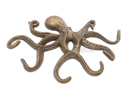The Metal Magician Swimming Octopus Key Hook Antique Look/Old Antique/Vintage Hook/Sea Theme Hook/Coastal Hook