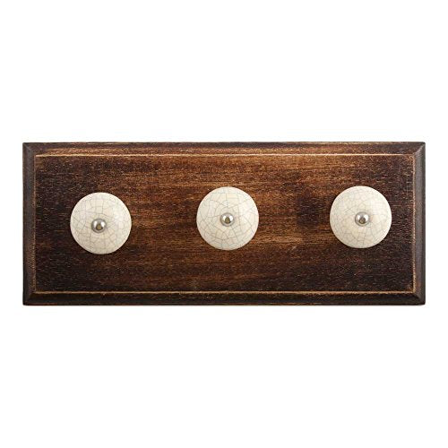 Indianshelf Handmade 1 Artistic Vintage Cream Wooden Crackle Key Hooks Hangers/Wall Hooks Decorative