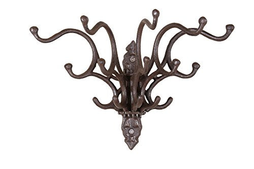 Creative Co-op Antique Cast Iron Wall Hooks with Rust Finish