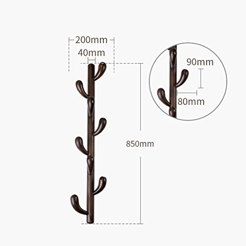 Yxsd Wall-Mounted Tree Branch Design Coat Rack Wooden 5/8 Hooks Hanging Organizer for Coats, Hats, Scarves, Clothes, and Handbags - Walnut Color (Size : 8 Hooks)