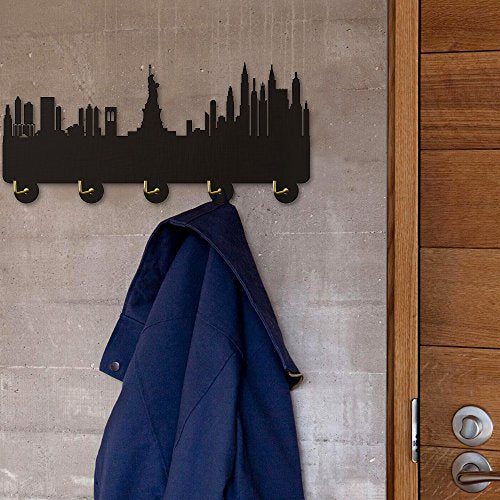 America New York Skyline Tourist Attraction Modern Household Decor Wall Hooks Bedroom Hanger Clothes Coat Hooks Hats Towel Hooks Keys Holder