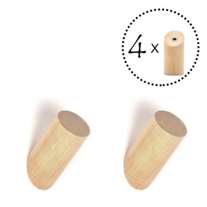 ANZOME Natural Wooden Coat Hook, 4 Pieces Wood Wall Hanger...