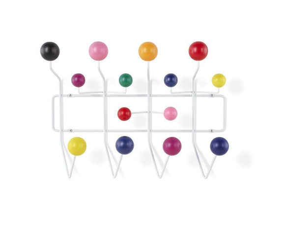 MLF Modern Hang it All, Coat Hook Wall Mounted Coat Rack with Painted Solid Wooden Balls in Multi Colors - White Metal Frame(Multi Color)
