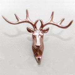 Cast Iron Stag's Head Hook Rose Gold
