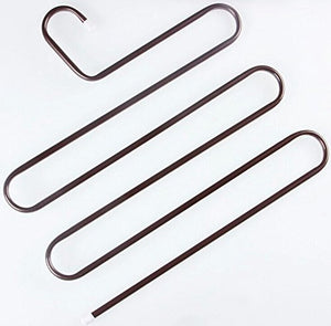 3PCS Deluxe 5 Tier Slack Hanger for Hanging Clothes , Coat , Hat, Belt Black Color Pack of 3(X3) Brown Color