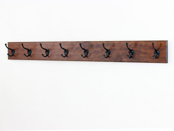 Solid Cherry Wall Mounted Coat Rack with Oil Rubbed Bronze Wall Coat Hooks - 4.5