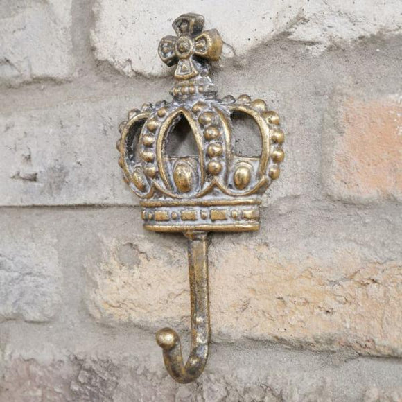 Antique Gold Metal Queen's Crown Coat Hook