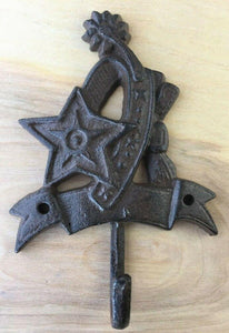 Cast Iron Western Sheriff Coat Hook. Police Badge Wall mount Coat Hook Vintage