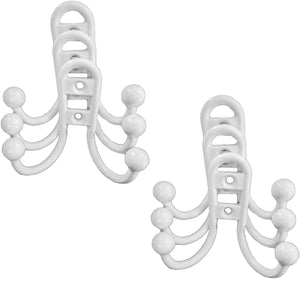 Double Coat Hook Hoops, Bronze, White & Satin Nickle Available (White- 6 Hooks)