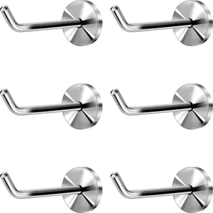 Hestya 6 Pack Stainless Steel Elephant Nose Hook Wall-Mount Robe Hook Coat Hook Towel Wall Hook, Brushed Nickel (Small)