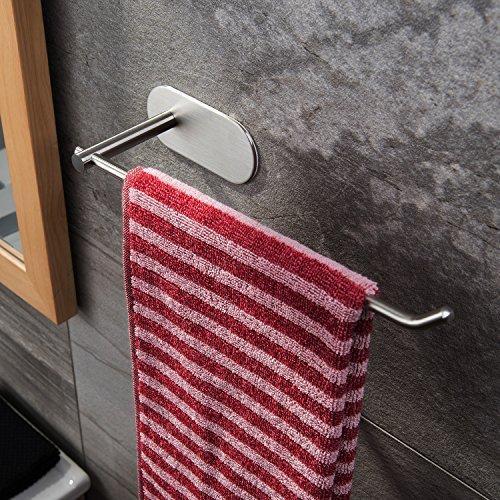 Taozun Self Adhesive Towel Bar 11-Inch Hand Dish Towel Rack Stick on Towel Holder for Bathroom Kitchen, No Drilling SUS 304 Stainless Steel