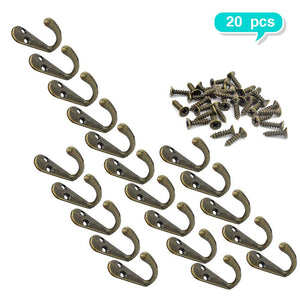 20PCS Metal Wall Hooks For Kids , C Single Robe Mount Hanger Wide Cabinet With Screws , Vintage Style Small Door Hanger Decorative Heavy Duty Umbrella For Coat , Hat , Towels , Shopping Handbag , Clothes