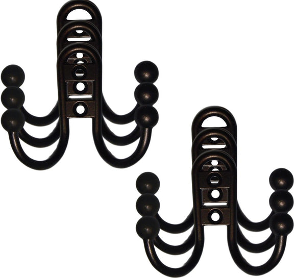 Double Coat Hook Hoops, Bronze, White & Satin Nickle Available (Bronze- 6 Hooks)
