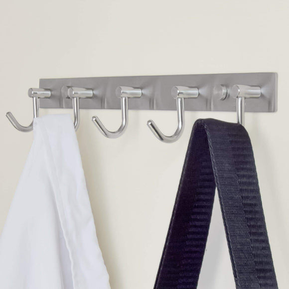Arks Royal Wall Coat Hooks Solid Stainless Steel Hanger Rail Durable Hook Rack for Clothes, Bags or Keys, Brushed Stainless Steel Finish, 8 Hooks