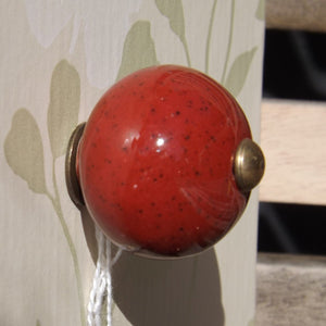 Ceramic sphere Red Drawer Knob 3cm