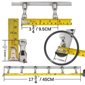 WEBI 2 Set SUS 304 Heavy Duty 6 Peg Robe Coat Kitchen Bath Towel Hooks, Bowling Like Wall Door Mounted Garment Hat Rack Hanger Rail Holder Closet Clothing Garage Home Organizer Storage, Polished IYZ62