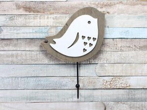 Ava Bird Wooden White Coat Hook